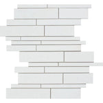 Thassos White Marble Polished Random Insert Strip Mosaic Tile - TILE AND MOSAIC DEPOT