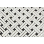 Thassos White Marble Stanza Black Dot Polished Mosaic Tile - TILE AND MOSAIC DEPOT