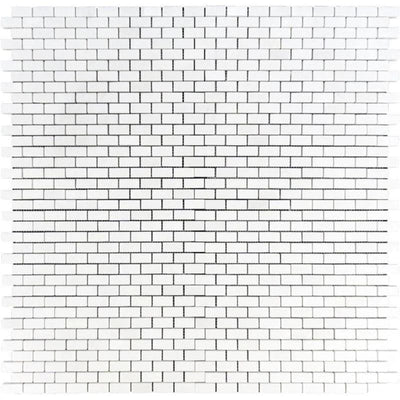 Thassos White Marble 5/8 x 1 1/4 Polished Mini Brick Mosaic Tile - TILE & MOSAIC DEPOT