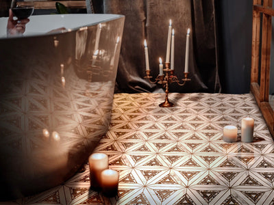 FRUILI Calacatta Gold/Glaicer Terrazzo/Atlantic Gray Mix Mosaic Tile - TILE & MOSAIC DEPOT