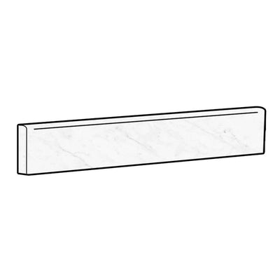 Vallelunga Carrara Polished 3x24 Porcelain Surface Bullnose - TILE & MOSAIC DEPOT
