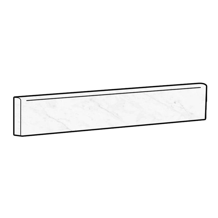 Vallelunga Carrara Polished 3x24 Porcelain Surface Bullnose - TILE & MOSAIC DEPOT