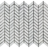 White Carrara Marble Mini Chevron Polished Mosaic Tile - TILE AND MOSAIC DEPOT