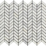 Asian Statuary (Oriental White) Marble Mini Chevron Polished Mosaic Tile - TILE & MOSAIC DEPOT