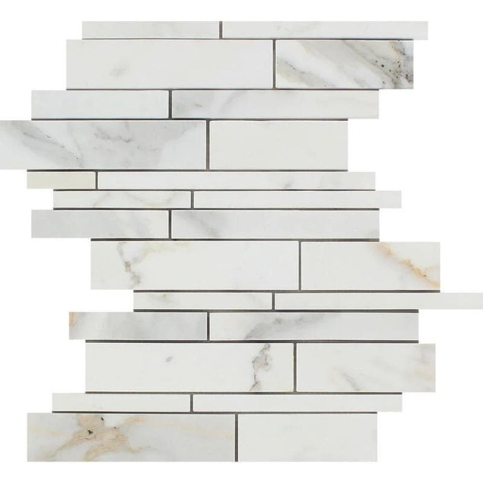 Calacatta Gold Marble Random Insert Strip Polished Mosaic Tile - TILE AND MOSAIC DEPOT