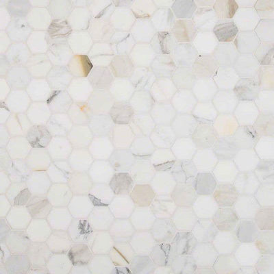 Calacatta Gold Marble 2x2 Hexagon Polished Mosaic Tile - TILE AND MOSAIC DEPOT