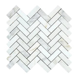 Calacatta Gold Marble 1x3 Herringbone Polished Mosaic Tile - TILE AND MOSAIC DEPOT