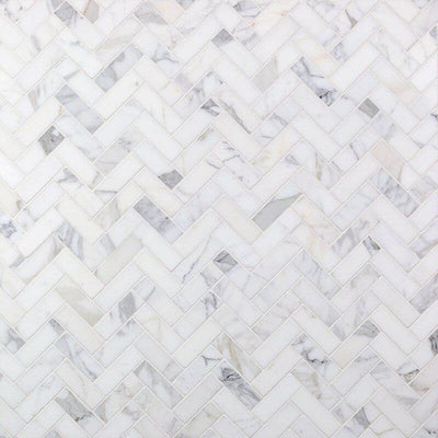 Calacatta Gold Marble 1x3 Herringbone Honed Mosaic Tile - TILE & MOSAIC DEPOT