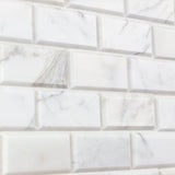Calacatta Gold Marble 2x4 Deep Beveled Honed Mosaic Tile - TILE AND MOSAIC DEPOT