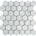 White Carrara Marble 2x2 Hexagon Polished Mosaic Tile - TILE AND MOSAIC DEPOT