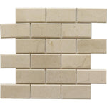 Crema Marfil Marble 2 X 4 Polished Deep Beveled Brick Mosaic Tile - TILE AND MOSAIC DEPOT