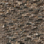Emperador Dark Spanish Marble 1x2 Split Face Mosaic Tile - TILE AND MOSAIC DEPOT
