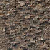 Emperador Dark Spanish Marble 1x2 Split Face Mosaic Tile - TILE AND MOSAIC DEPOT