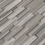 Haisa Dark (Gray Oak) Marble 3D 6x24 Stacked Stone Ledger Panel - TILE & MOSAIC DEPOT