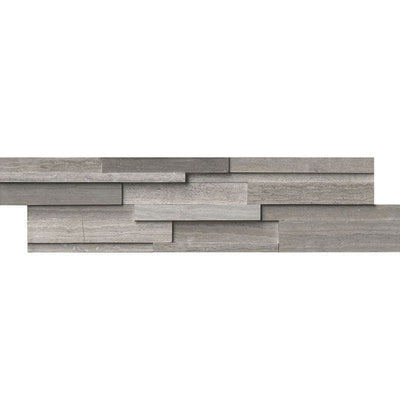 Haisa Dark (Gray Oak) Marble 3D 6x24 Stacked Stone Ledger Panel - TILE & MOSAIC DEPOT