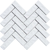 Snow White Glazed Herringbone Porcelain Mosaic Tile - TILE & MOSAIC DEPOT