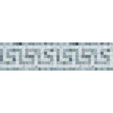 Bianco Carrara Polished Marble Greek Key Border (Carrara w/ Blue-Gray).