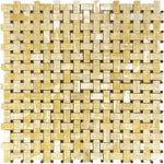 Honey Onyx Basketweave w/ Black Dots Polished Mosaic Tile - TILE AND MOSAIC DEPOT