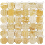Honey Onyx Octagon with White Dots Polished Mosaic Tile - TILE AND MOSAIC DEPOT