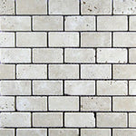 Ivory Travertine 1x2 Tumbled Mosaic Tile - TILE AND MOSAIC DEPOT