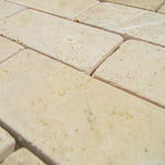 Ivory Travertine 2x4 Tumbled Mosaic Tile - TILE AND MOSAIC DEPOT