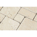 Ivory Travertine Mini Pattern Tumbled Mosaic Tile - TILE AND MOSAIC DEPOT