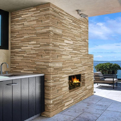 Ivory & Noce Travertine Blend 6x24 Stacked Stone Ledger Panel - TILE & MOSAIC DEPOT