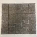 Nova Blue Limestone 1 1/4 X 2 1/4 Honed Stacked Mosaic Tile.