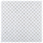 Princess Octagon Thassos 11.75 x 11.75 Thassos Mixed with Pearl Mosaic Tile.