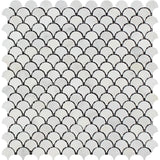 Asian Statuary (Oriental White) Marble Fan Shape (Raindrop) Honed Mosaic Tile - TILE & MOSAIC DEPOT