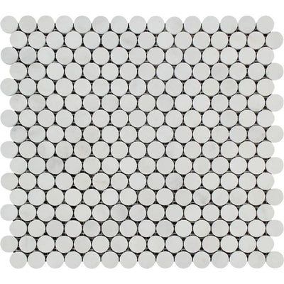 Asian Statuary (Oriental White) Marble Pennyround Polished Mosaic Tile - TILE & MOSAIC DEPOT