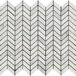 Asian Statuary (Oriental White) Marble Mini Chevron Polished Mosaic Tile - TILE & MOSAIC DEPOT