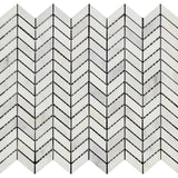 Asian Statuary (Oriental White) Marble Mini Chevron Honed Mosaic Tile - TILE AND MOSAIC DEPOT