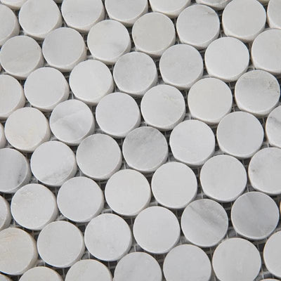 Asian Statuary (Oriental White) Marble Pennyround Polished Mosaic Tile - TILE & MOSAIC DEPOT