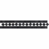 2 x 12 Polished Bianco Carrara Marble BIAS Border w/ Black Dots.