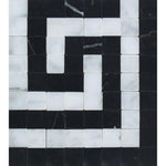 Bianco Carrara Polished Marble Greek Key Corner (Carrara w/ Black).
