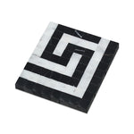 Bianco Carrara Polished Marble Greek Key Corner (Carrara w/ Black).