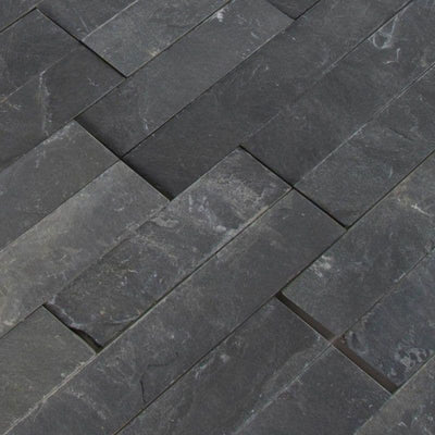 Black Slate 6x24 Stacked Stone Ledger Panel - TILE & MOSAIC DEPOT