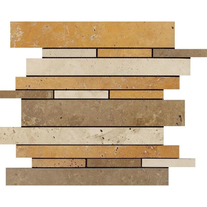 Mixed Travertine Random Insert Honed Mosaic Tile - TILE AND MOSAIC DEPOT