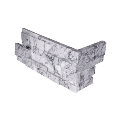 Statuario Marble 3D 6x18 Stacked Stone Ledger Corner - TILE AND MOSAIC DEPOT