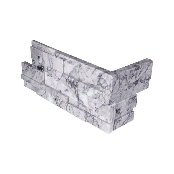 Statuario Marble 3D 6x18 Stacked Stone Ledger Corner - TILE AND MOSAIC DEPOT