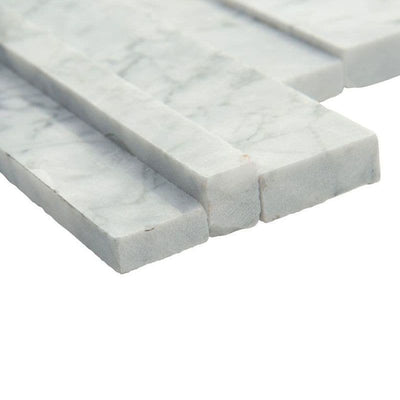 Statuario Marble 3D 6x24 Stacked Stone Ledger Panel - TILE & MOSAIC DEPOT