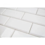 Thassos White Marble Deep-Beveled 2x4 Honed Mosaic Tile - TILE & MOSAIC DEPOT