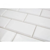 Thassos White Marble Deep-Beveled 2x4 Honed Mosaic Tile - TILE & MOSAIC DEPOT