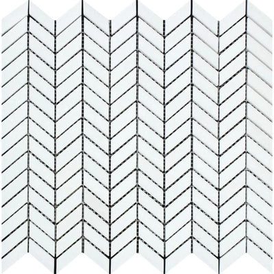 Thassos White Marble Mini Chevron Polished Mosaic Tile - TILE AND MOSAIC DEPOT