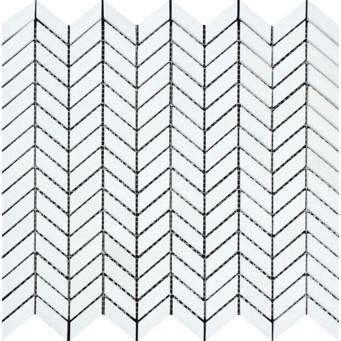 Thassos White Marble Mini Chevron Honed Mosaic Tile - TILE AND MOSAIC DEPOT