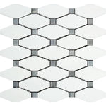 Thassos White Marble Octave with Blue Dots Polished Mosaic Tile - TILE AND MOSAIC DEPOT