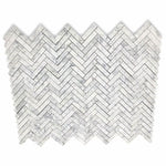 White Carrara Marble 1x4 Herringbone Polished Mosaic Tile - TILE AND MOSAIC DEPOT