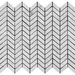 White Carrara Marble Mini Chevron Polished Mosaic Tile - TILE AND MOSAIC DEPOT