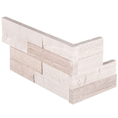 Haisa Light (White Oak) Marble 6X18 3D Multi Design Stacked Stone Ledger Corner - TILE AND MOSAIC DEPOT